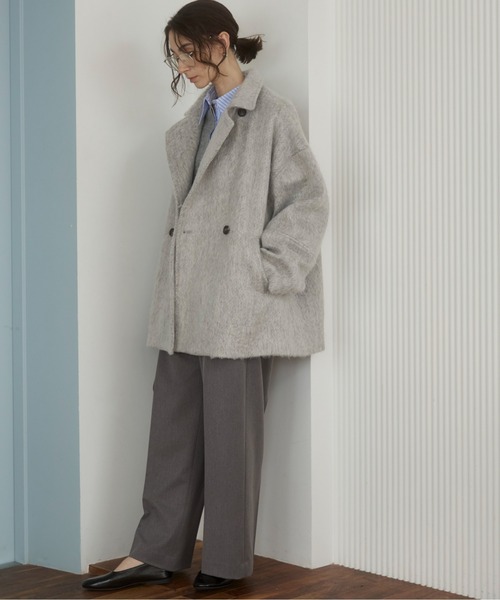 ANGIE（アンジー）の「マルチWAY シャギーミドルコート（ピーコート・レディース・グレー/杢グレー/ブラウン/ベージュ・FREE）」の15枚目の写真