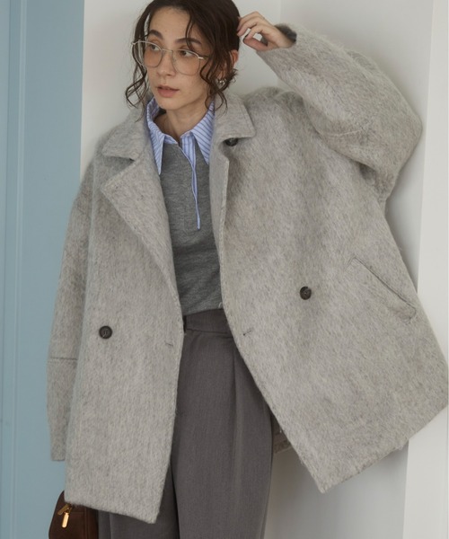 ANGIE（アンジー）の「マルチWAY シャギーミドルコート（ピーコート・レディース・グレー/杢グレー/ブラウン/ベージュ・FREE）」の9枚目の写真