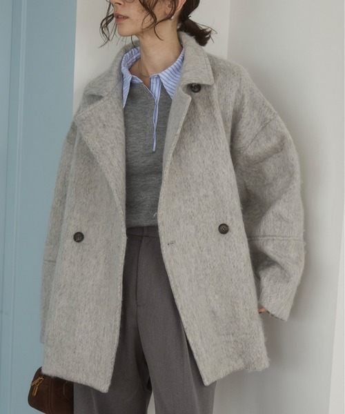 ANGIE（アンジー）の「マルチWAY シャギーミドルコート（ピーコート・レディース・グレー/杢グレー/ブラウン/ベージュ・FREE）」の10枚目の写真
