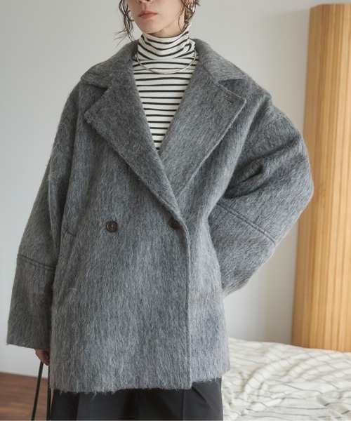 ANGIE（アンジー）の「マルチWAY シャギーミドルコート（ピーコート・レディース・グレー/杢グレー/ブラウン/ベージュ・FREE）」の16枚目の写真