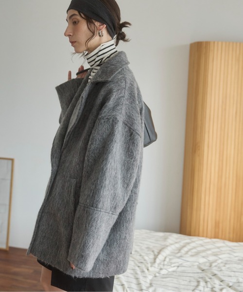 ANGIE（アンジー）の「マルチWAY シャギーミドルコート（ピーコート・レディース・グレー/杢グレー/ブラウン/ベージュ・FREE）」の17枚目の写真