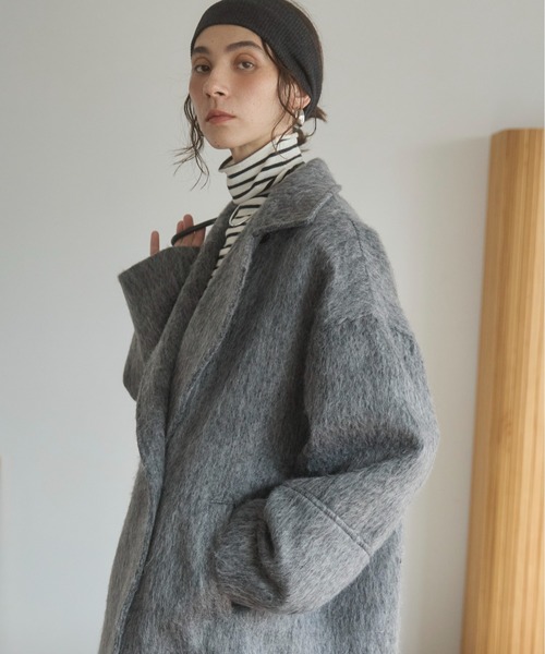 ANGIE（アンジー）の「マルチWAY シャギーミドルコート（ピーコート・レディース・グレー/杢グレー/ブラウン/ベージュ・FREE）」の18枚目の写真