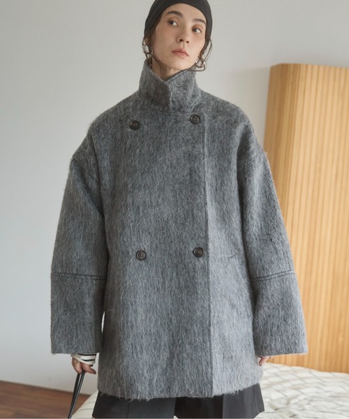ANGIE（アンジー）の「マルチWAY シャギーミドルコート（ピーコート・レディース・グレー/杢グレー/ブラウン/ベージュ・FREE）」の19枚目の写真