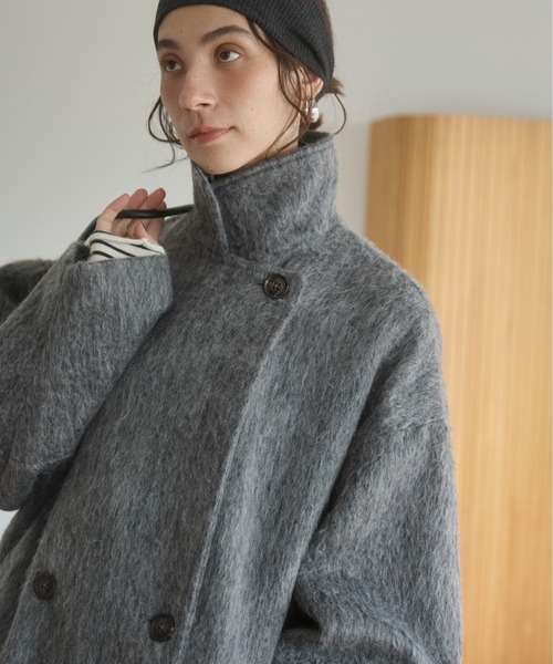 ANGIE（アンジー）の「マルチWAY シャギーミドルコート（ピーコート・レディース・グレー/杢グレー/ブラウン/ベージュ・FREE）」の21枚目の写真