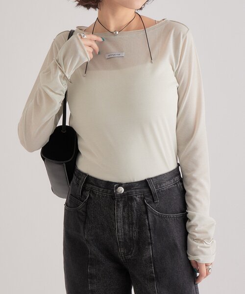 mystic(ミスティック)の「【レイヤードスタイルに◎】ラメチュールプルオーバー(Tシャツ/カットソー・レディース・ブラック/ベージュ/ブルー/アイボリー・FREE)」の5枚目の写真