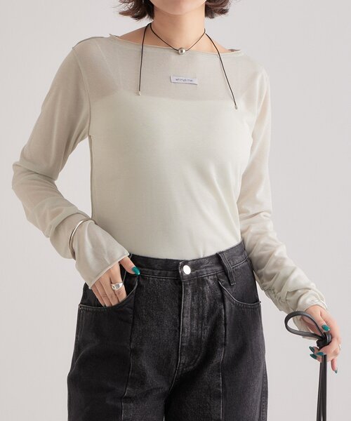 mystic(ミスティック)の「【レイヤードスタイルに◎】ラメチュールプルオーバー(Tシャツ/カットソー・レディース・ブラック/ベージュ/ブルー/アイボリー・FREE)」の7枚目の写真