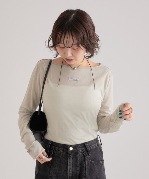 mystic(ミスティック)の「【レイヤードスタイルに◎】ラメチュールプルオーバー(Tシャツ/カットソー・レディース・ブラック/ベージュ/ブルー/アイボリー・FREE)」の11枚目の写真