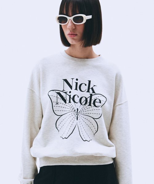 NICK&NICOLE(ニックアンドニコール)の「BUTTERFLY SIGNATURE SWEATSHIRT_OATMEAL BLACK(スウェット・レディース・その他・FREE)」の1枚目の写真