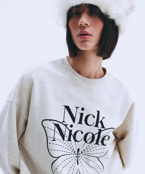 NICK&NICOLE(ニックアンドニコール)の「BUTTERFLY SIGNATURE SWEATSHIRT_OATMEAL BLACK(スウェット・レディース・その他・FREE)」の2枚目の写真