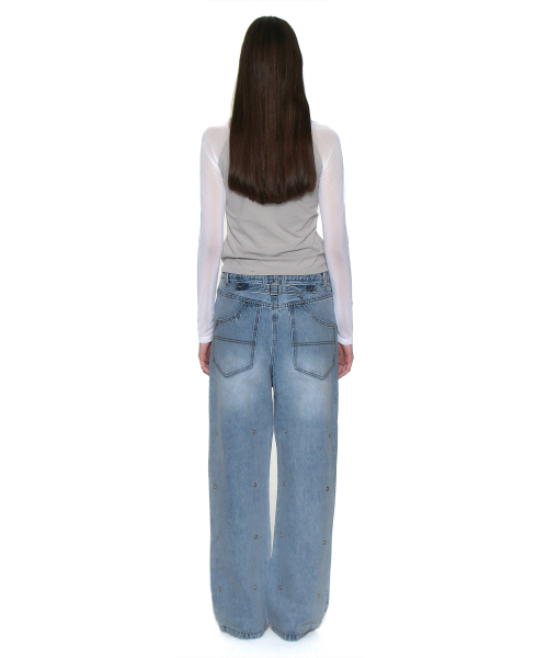 PARTIMENTO WOMEN（パルティメントウィメン）の「トランスフォームダブルニパッチジーンズ_ライトブルー（デニムパンツ・レディース・その他・SMALL/MEDIUM）」の3枚目の写真