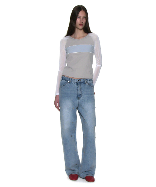 PARTIMENTO WOMEN（パルティメントウィメン）の「トランスフォームダブルニパッチジーンズ_ライトブルー（デニムパンツ・レディース・その他・SMALL/MEDIUM）」の5枚目の写真