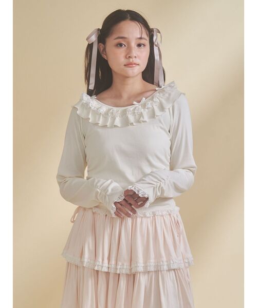 merry jenny（メリージェニー）の「romantic frill tops（Tシャツ/カットソー・レディース・チャコールグレー/ミント/アイボリー・FREE）」の17枚目の写真