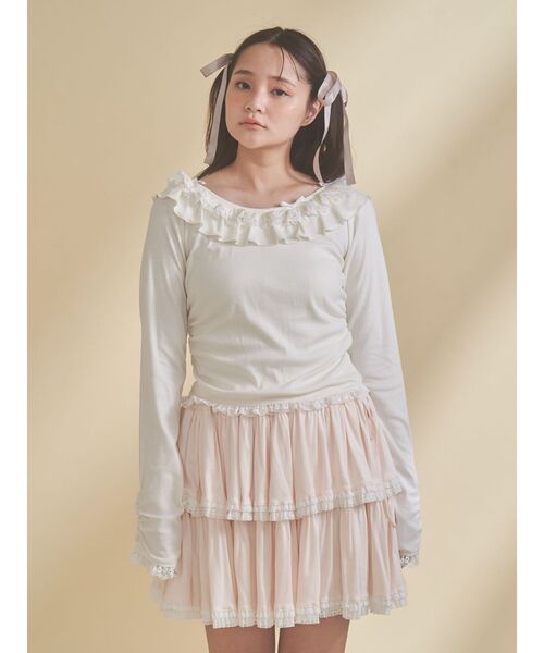 merry jenny（メリージェニー）の「romantic frill tops（Tシャツ/カットソー・レディース・チャコールグレー/ミント/アイボリー・FREE）」の18枚目の写真