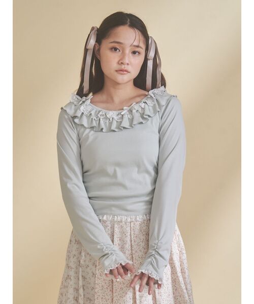 merry jenny（メリージェニー）の「romantic frill tops（Tシャツ/カットソー・レディース・チャコールグレー/ミント/アイボリー・FREE）」の21枚目の写真