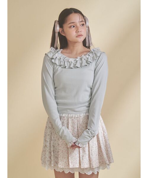 merry jenny（メリージェニー）の「romantic frill tops（Tシャツ/カットソー・レディース・チャコールグレー/ミント/アイボリー・FREE）」の22枚目の写真