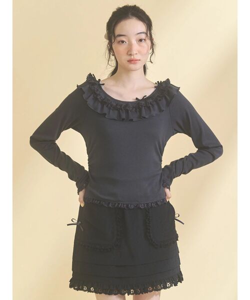 merry jenny（メリージェニー）の「romantic frill tops（Tシャツ/カットソー・レディース・チャコールグレー/ミント/アイボリー・FREE）」の5枚目の写真