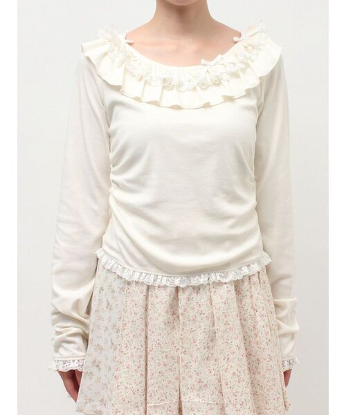 merry jenny（メリージェニー）の「romantic frill tops（Tシャツ/カットソー・レディース・チャコールグレー/ミント/アイボリー・FREE）」の6枚目の写真