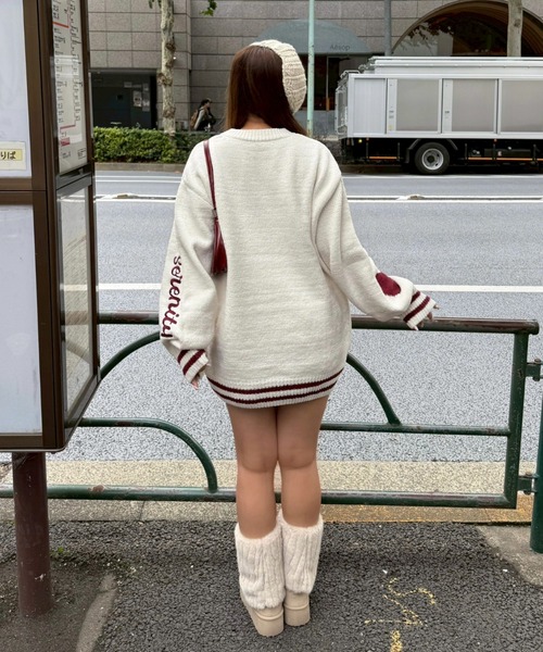 continuer de NICE CLAUP（コンティニューデナイスクラップ）の「【HolidayCollection】モールハートBIGニット（ニット/セーター・レディース・オフホワイト/ボルドー/ピンク/ネイビー・FREE）」の19枚目の写真