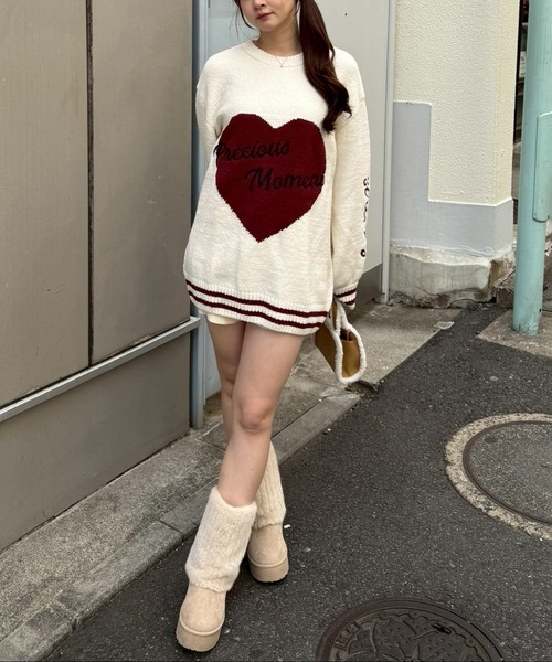 continuer de NICE CLAUP（コンティニューデナイスクラップ）の「【HolidayCollection】モールハートBIGニット（ニット/セーター・レディース・オフホワイト/ボルドー/ピンク/ネイビー・FREE）」の22枚目の写真