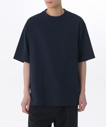 シアサッカーオーバーサイズウーブンTシャツ[ネイビー]