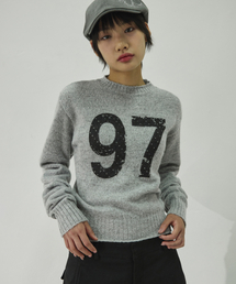 SLEEKGLOW（スリック グロウ）の「ナンバー レタリング クロップ モヘア ニット[グレー]（ニット/セーター）」