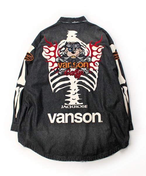 GALFY(ガルフィー)の「JACKROSE×VANSON×GALFY-骨犬 Demin Shirt(シャツ/ブラウス・メンズ・ブラック/ライトインディゴブルー・XL/L)」の2枚目の写真