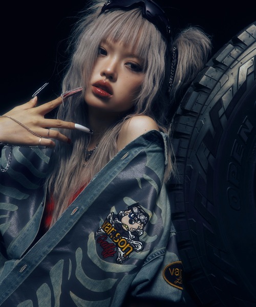 GALFY(ガルフィー)の「JACKROSE×VANSON×GALFY-骨犬 Demin Shirt(シャツ/ブラウス・メンズ・ブラック/ライトインディゴブルー・XL/L)」の3枚目の写真