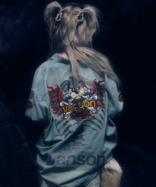 GALFY(ガルフィー)の「JACKROSE×VANSON×GALFY-骨犬 Demin Shirt(シャツ/ブラウス・メンズ・ブラック/ライトインディゴブルー・XL/L)」の6枚目の写真