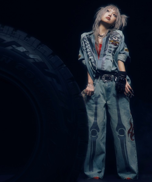 GALFY(ガルフィー)の「JACKROSE×VANSON×GALFY-骨犬 Demin Shirt(シャツ/ブラウス・メンズ・ブラック/ライトインディゴブルー・XL/L)」の11枚目の写真