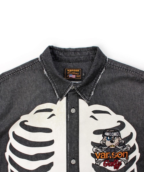 GALFY(ガルフィー)の「JACKROSE×VANSON×GALFY-骨犬 Demin Shirt(シャツ/ブラウス・メンズ・ブラック/ライトインディゴブルー・XL/L)」の16枚目の写真