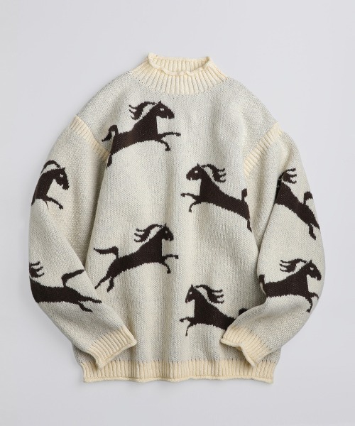 BALLAST ARK（バラストアーク）の「BALLAST ARK / バラストアーク：Gallop Knit：BA12-K001[AST]（ニット/セーター・メンズ・ブラウン系その他/アイボリー/ブラウン・L/M）」の3枚目の写真