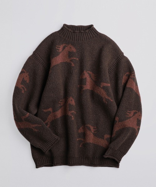 BALLAST ARK（バラストアーク）の「BALLAST ARK / バラストアーク：Gallop Knit：BA12-K001[AST]（ニット/セーター・メンズ・ブラウン系その他/アイボリー/ブラウン・L/M）」の2枚目の写真