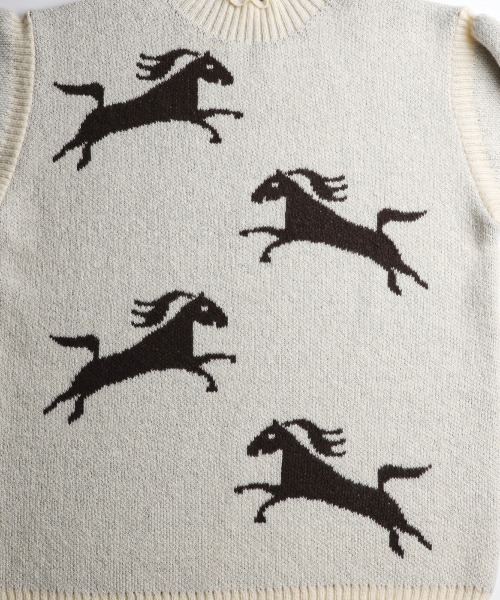 BALLAST ARK（バラストアーク）の「BALLAST ARK / バラストアーク：Gallop Knit：BA12-K001[AST]（ニット/セーター・メンズ・ブラウン系その他/アイボリー/ブラウン・L/M）」の5枚目の写真