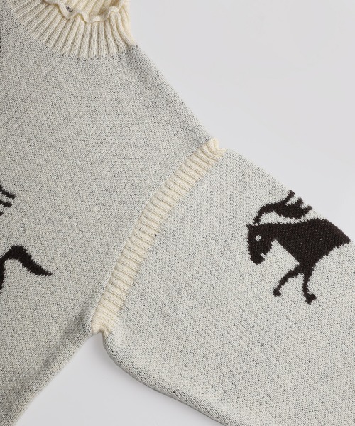 BALLAST ARK（バラストアーク）の「BALLAST ARK / バラストアーク：Gallop Knit：BA12-K001[AST]（ニット/セーター・メンズ・ブラウン系その他/アイボリー/ブラウン・L/M）」の6枚目の写真