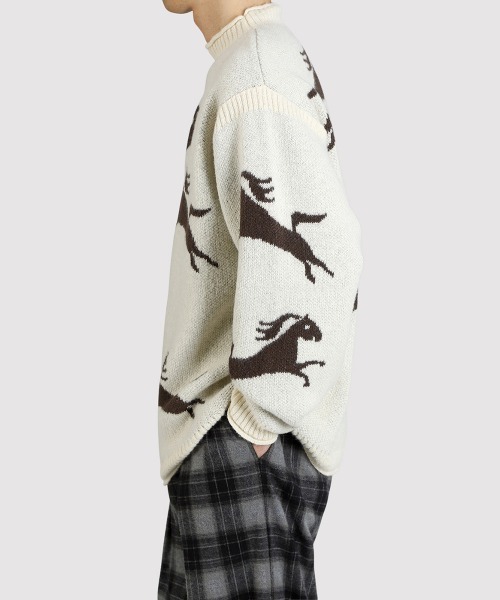 BALLAST ARK（バラストアーク）の「BALLAST ARK / バラストアーク：Gallop Knit：BA12-K001[AST]（ニット/セーター・メンズ・ブラウン系その他/アイボリー/ブラウン・L/M）」の10枚目の写真