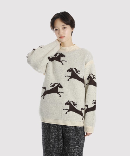 BALLAST ARK（バラストアーク）の「BALLAST ARK / バラストアーク：Gallop Knit：BA12-K001[AST]（ニット/セーター・メンズ・ブラウン系その他/アイボリー/ブラウン・L/M）」の13枚目の写真