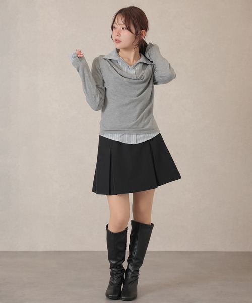 Lace Ladies(レースレディース)の「コットン混 ドレープネック シャツ フェイクレイヤード ニット プルオーバー(ニット/セーター・レディース・アイボリー/グレー/チャコールグレー・FREE)」の17枚目の写真