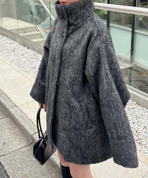 SOELA(ソエラ)の「スタンドカラーシャギーコート(ステンカラーコート・レディース・その他1/チェック・M)」の15枚目の写真