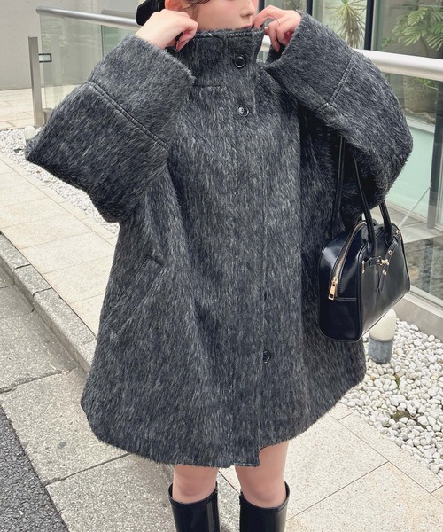 SOELA(ソエラ)の「スタンドカラーシャギーコート(ステンカラーコート・レディース・その他1/チェック・M)」の16枚目の写真