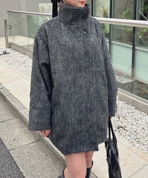 SOELA(ソエラ)の「スタンドカラーシャギーコート(ステンカラーコート・レディース・その他1/チェック・M)」の17枚目の写真