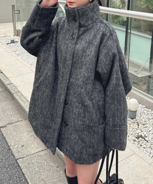 SOELA(ソエラ)の「スタンドカラーシャギーコート(ステンカラーコート・レディース・その他1/チェック・M)」の18枚目の写真