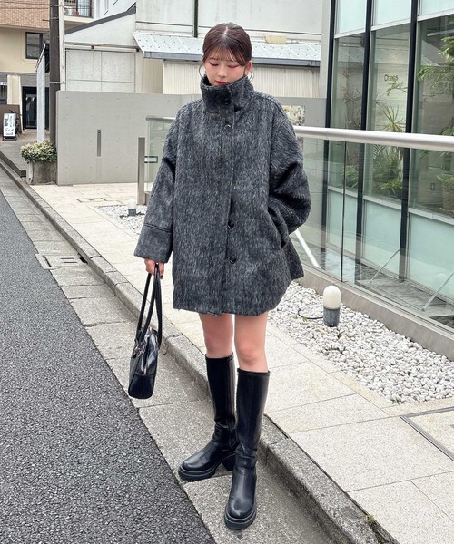 SOELA(ソエラ)の「スタンドカラーシャギーコート(ステンカラーコート・レディース・その他1/チェック・M)」の20枚目の写真