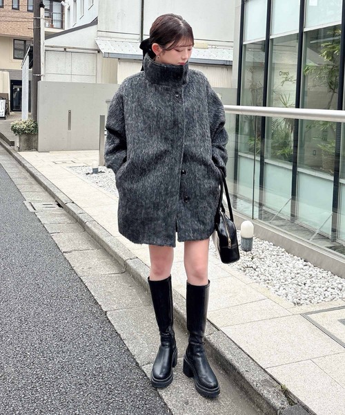 SOELA(ソエラ)の「スタンドカラーシャギーコート(ステンカラーコート・レディース・その他1/チェック・M)」の22枚目の写真
