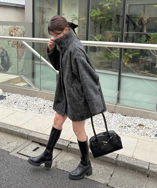 セール】スタンドカラーシャギーコート（ステンカラーコート）｜INGNI