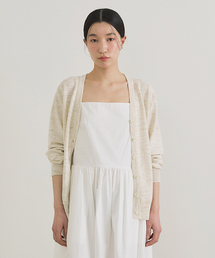 slub v-neck knit cardigan-oatmeal