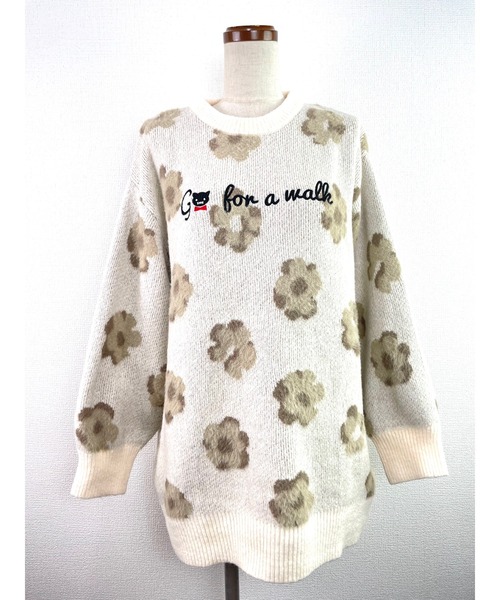 Rydia(リディア)の「フラワーモヘアプルオーバー(ニット/セーター・レディース・グレー/スミクロ/アイボリー・M)」の4枚目の写真