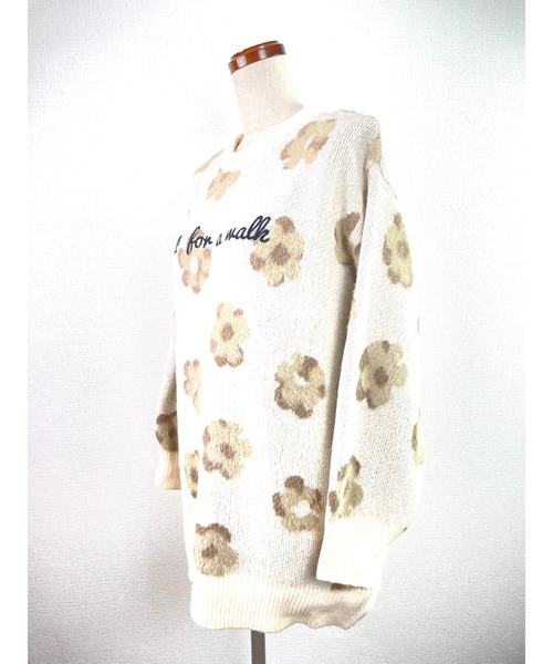 Rydia(リディア)の「フラワーモヘアプルオーバー(ニット/セーター・レディース・グレー/スミクロ/アイボリー・M)」の6枚目の写真