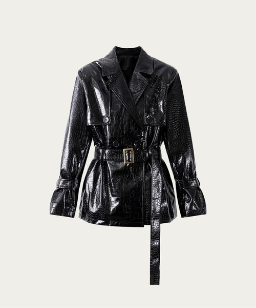 Faux Croc Leather Silhouette Jacket（ライダースジャケット）｜LA 