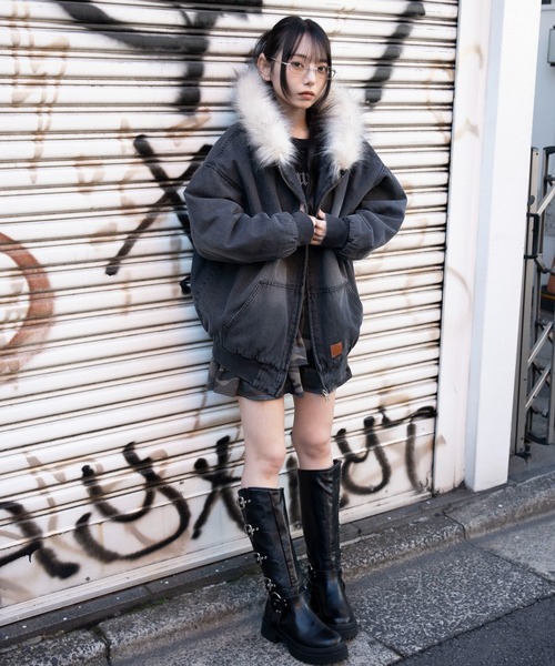 WEGO（ウィゴー）の「WEGO/【25年秋冬新作】デニムキルトファーフード