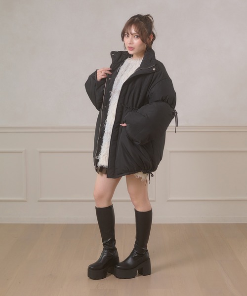 Ambre Neige(アンブルネージュ)の「padding stand collar middle blouson / ナカワタスタンドカラーミドルブルゾン(ブルゾン・レディース・ダークブラウン/ブラック/アイボリー・FREE)」の19枚目の写真